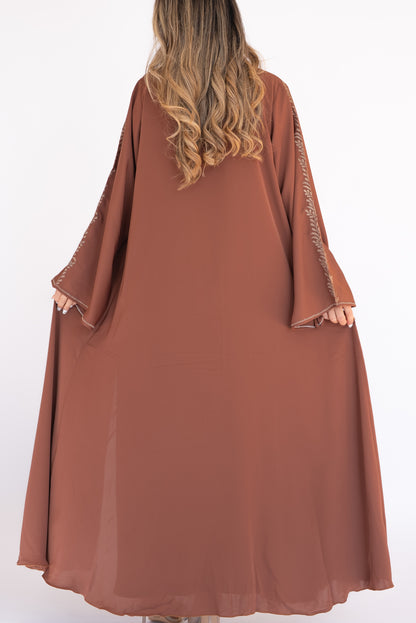 2 Pieces Brown Dubai Abaya With Sheila