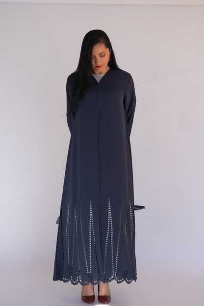 Laser Cut Navy Blue Abaya