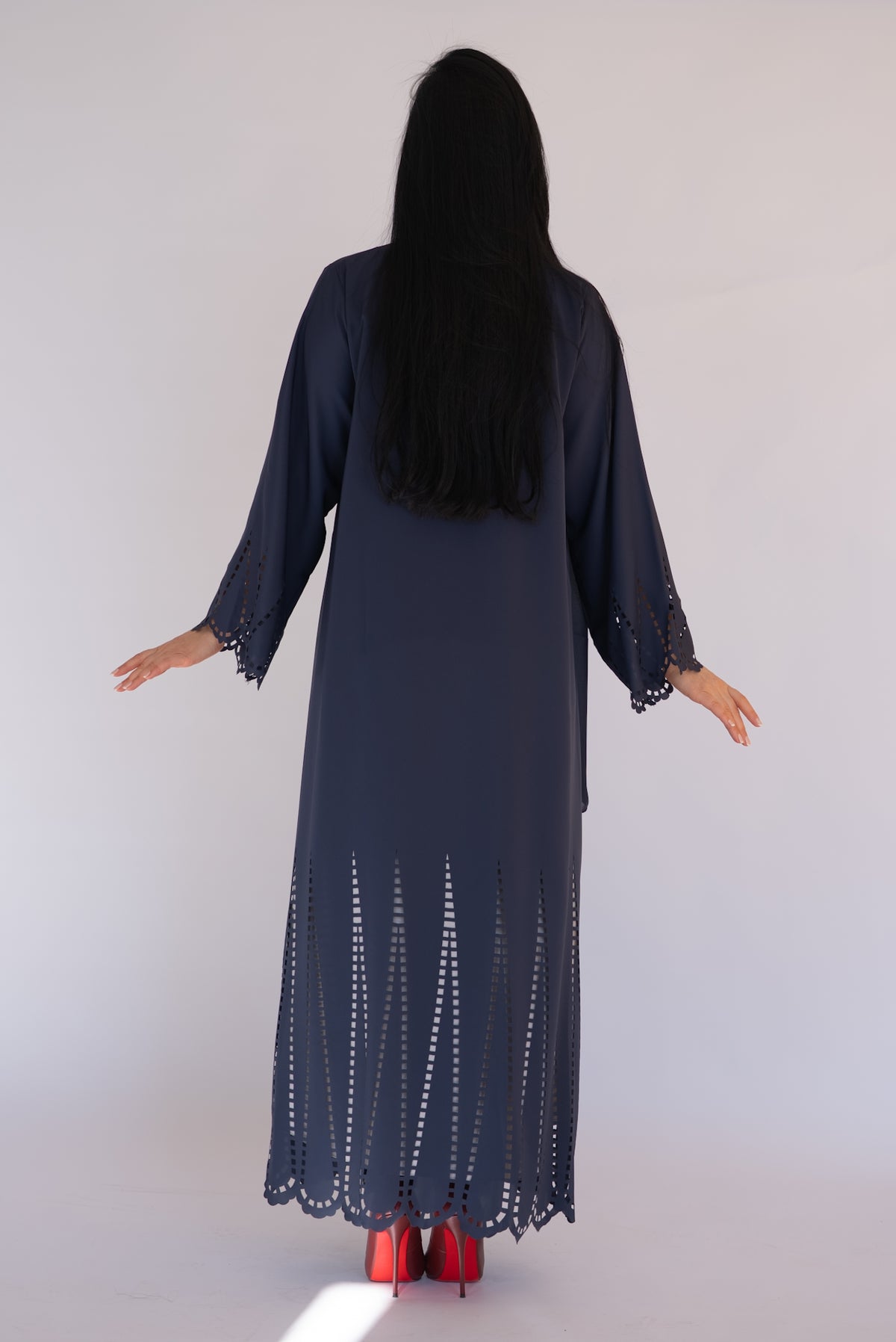 Laser Cut Navy Blue Abaya