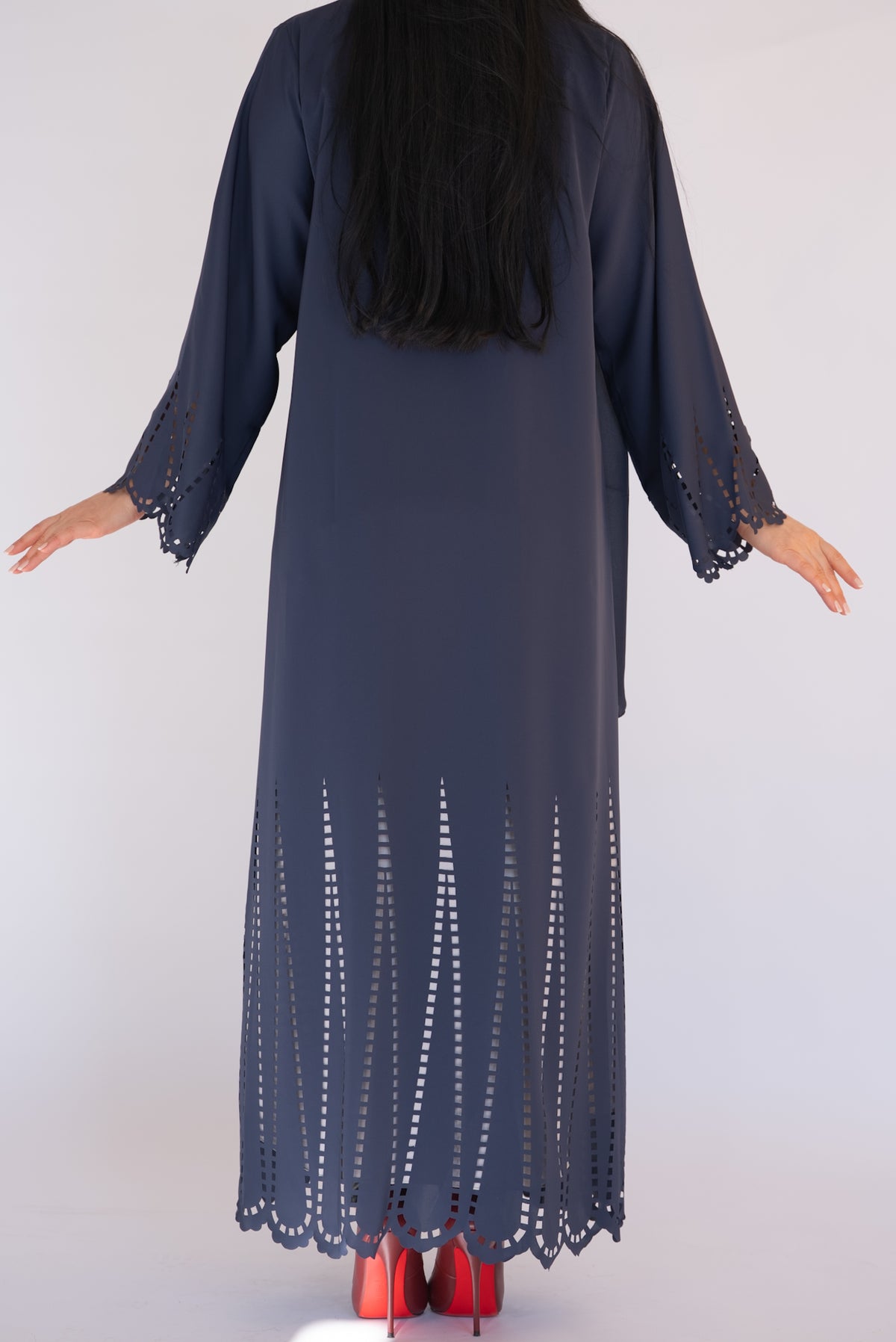 Laser Cut Navy Blue Abaya