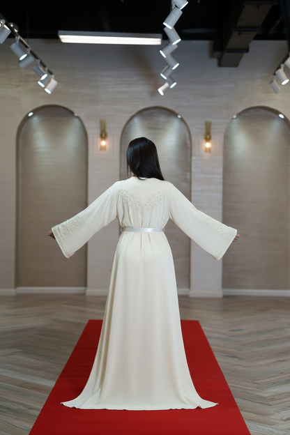 Ivory Beaded Embroidered Moroccan Bridal Kaftan