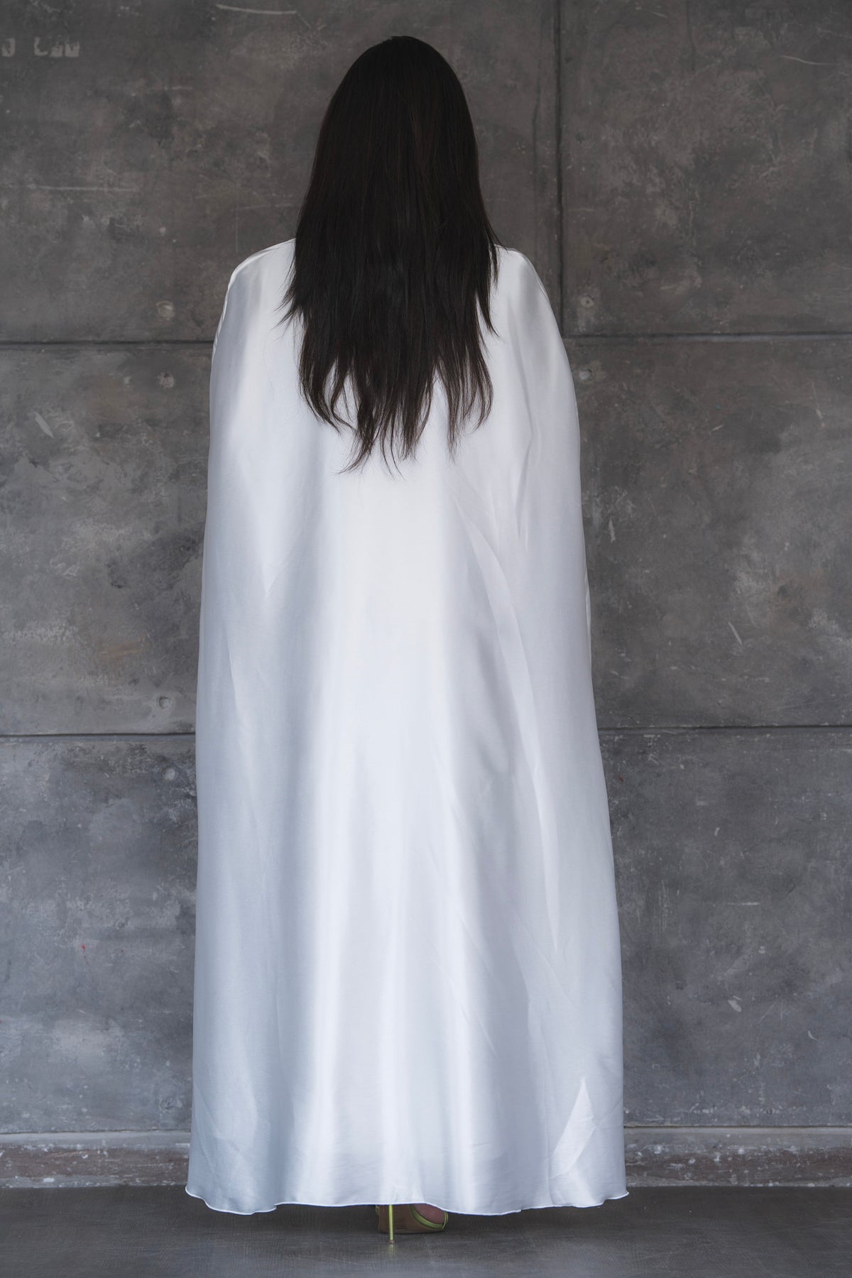 Fatima White Silk 2 Pieces Abaya Dress  Code 001