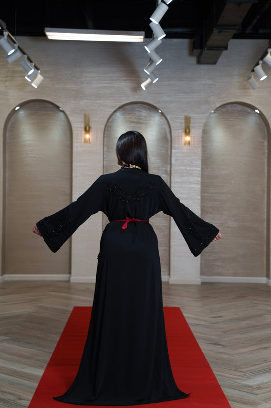 Midnight Noir Embellished Moroccan Caftan