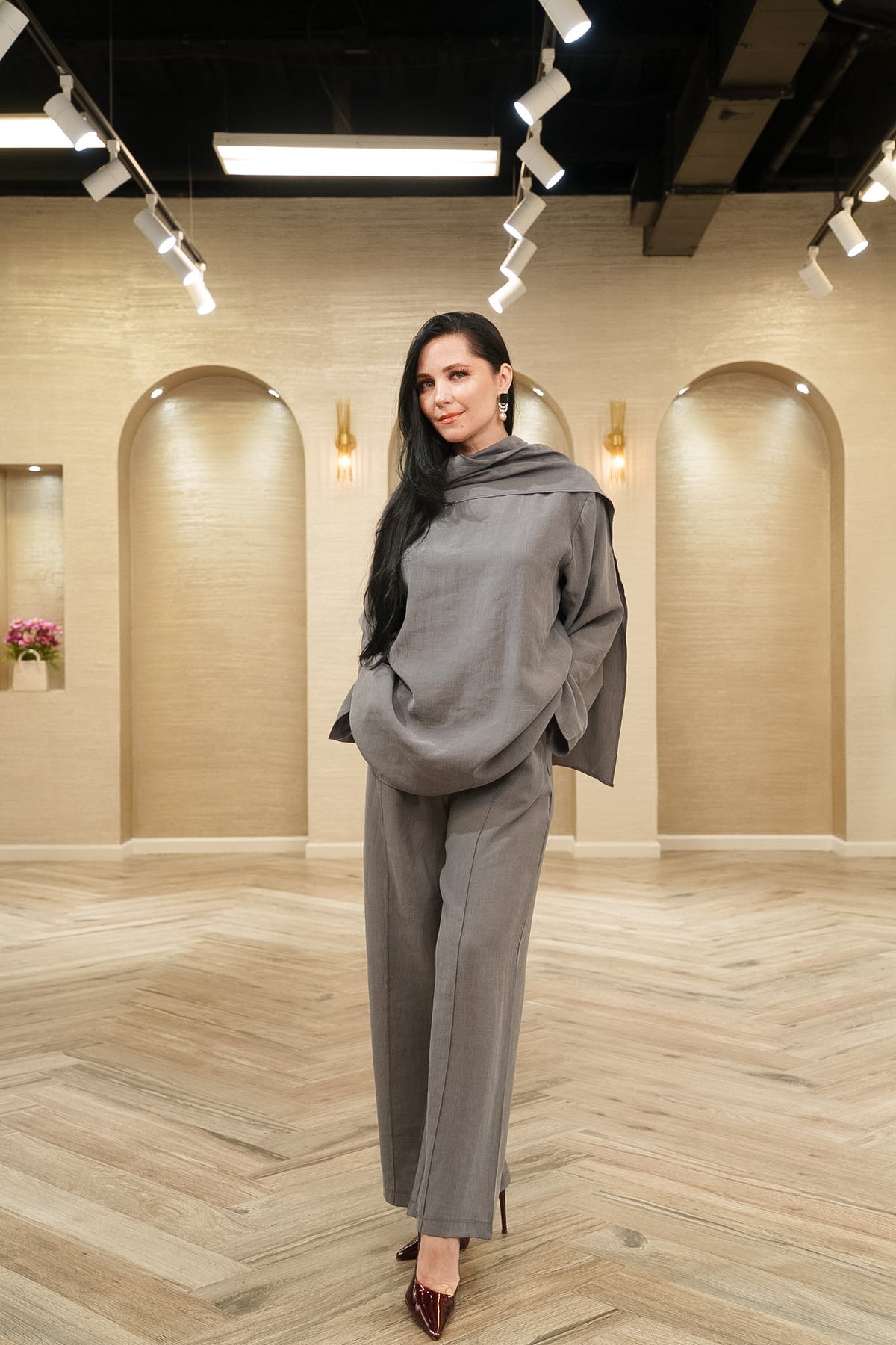 My City Chic Flowing Cape 2-Piece Pants Set
