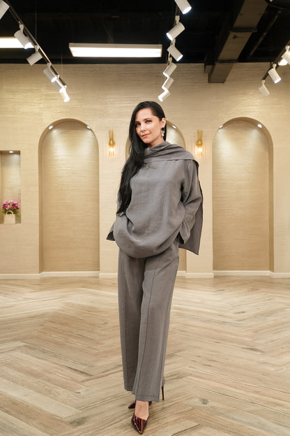 My City Chic Flowing Cape 2-Piece Pants Set