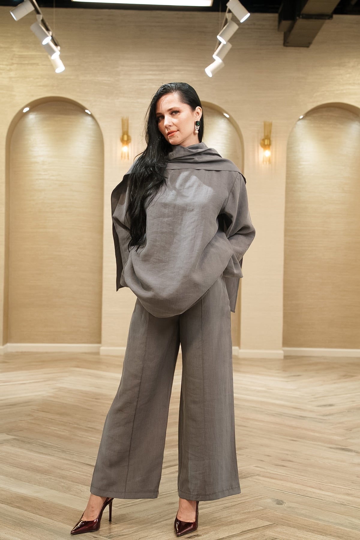 My City Chic Flowing Cape 2-Piece Pants Set