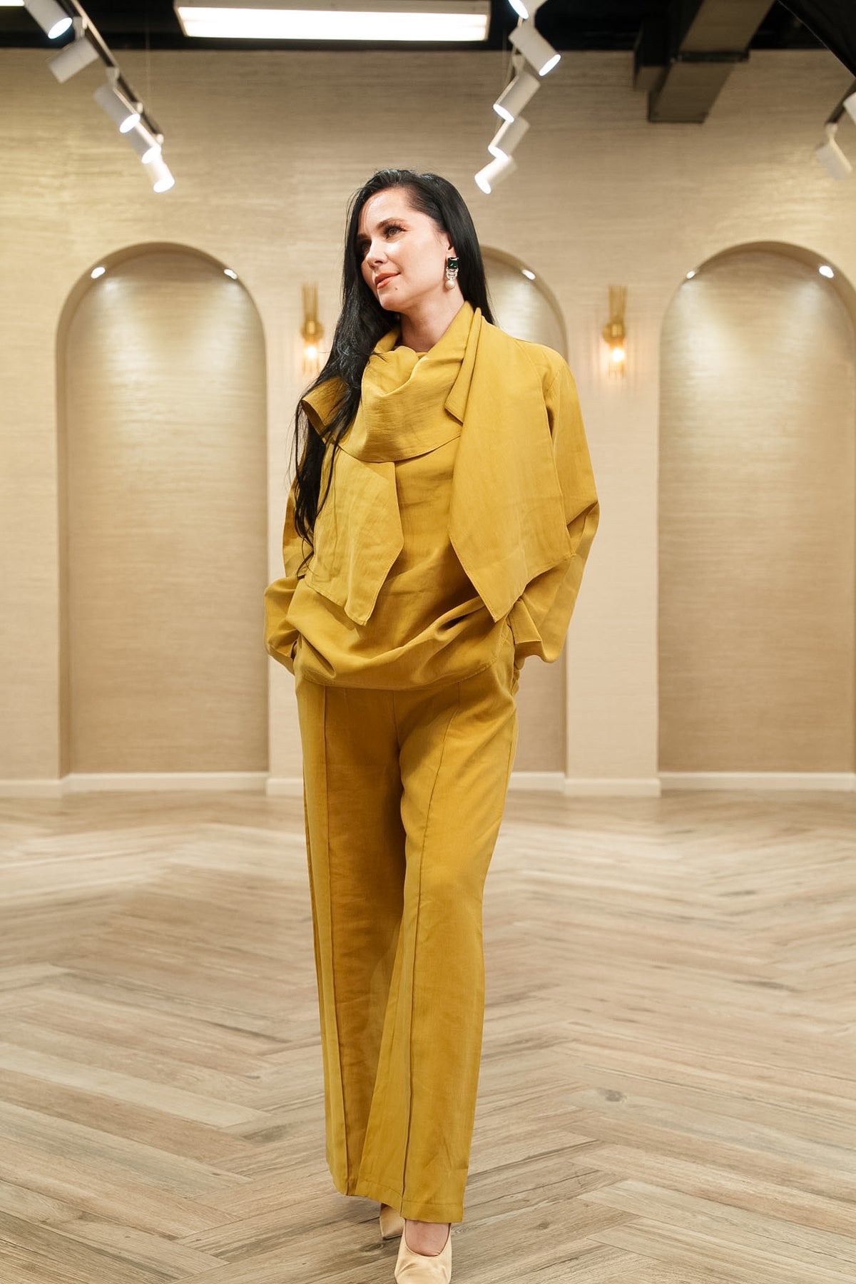 My City Chic Flowing Cape 2-Piece Pants Set