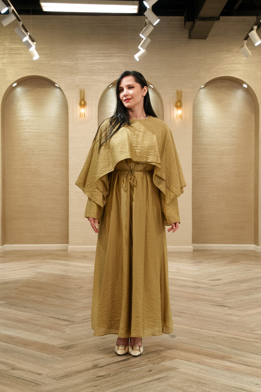 Berry Cape Sleeve Maxi Dress