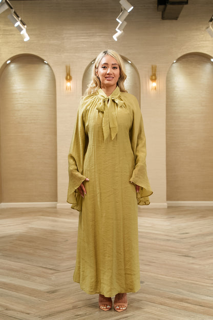 Olivia Tie-Neck Bell Sleeve Maxi Dress