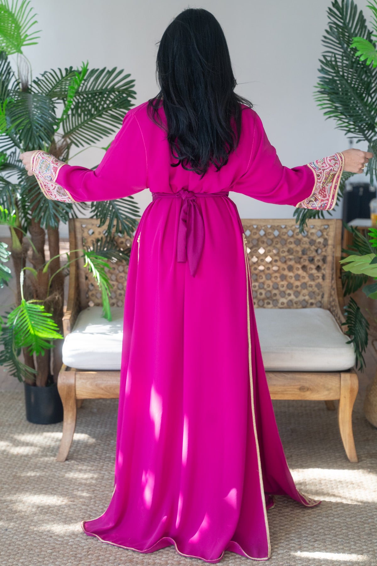 Fuchsia Heritage Embroidered Caftan