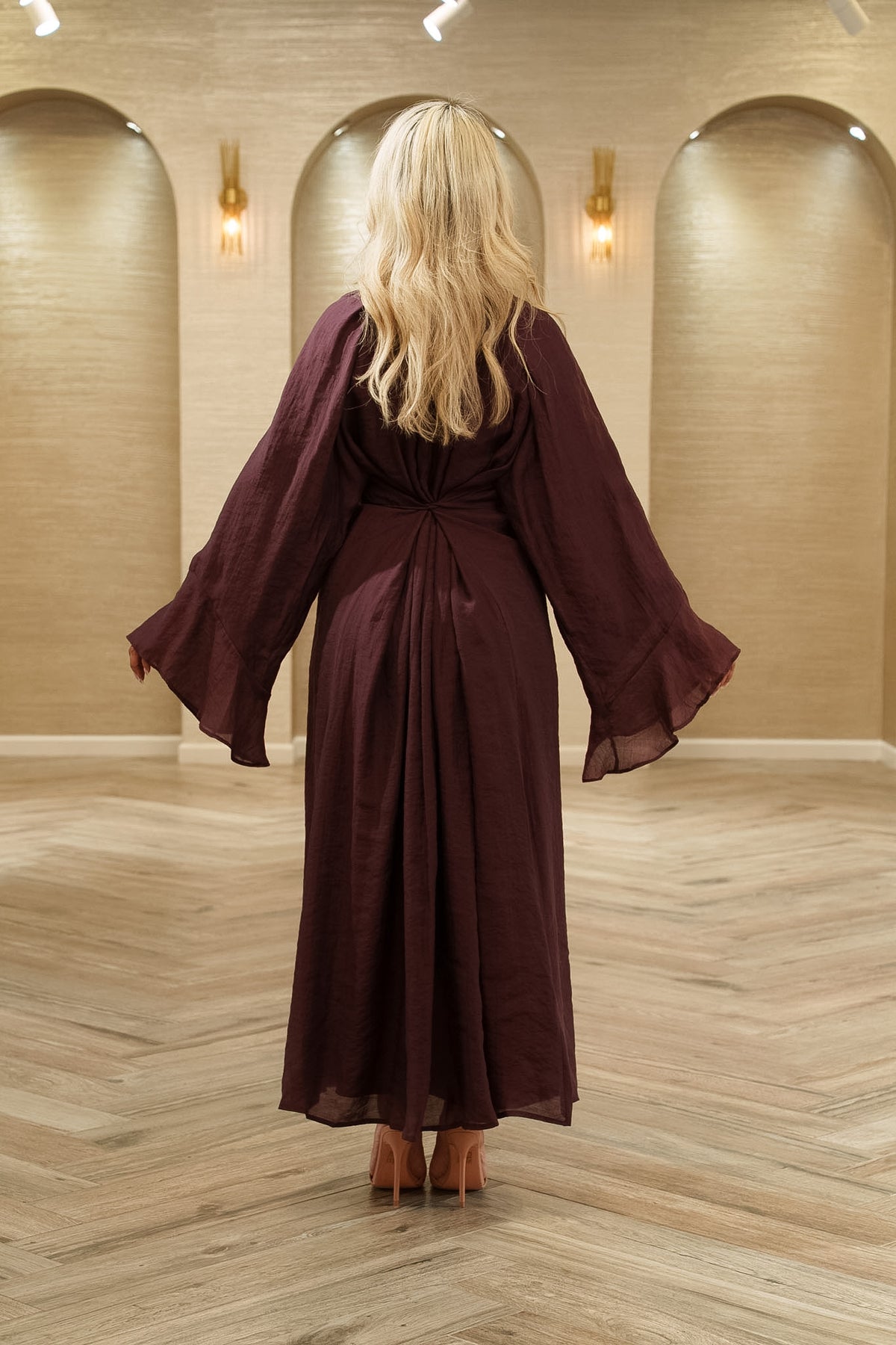 Olivia Tie-Neck Bell Sleeve Maxi Dress