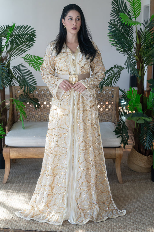 Champagne Gold Sequin Bridal Caftan