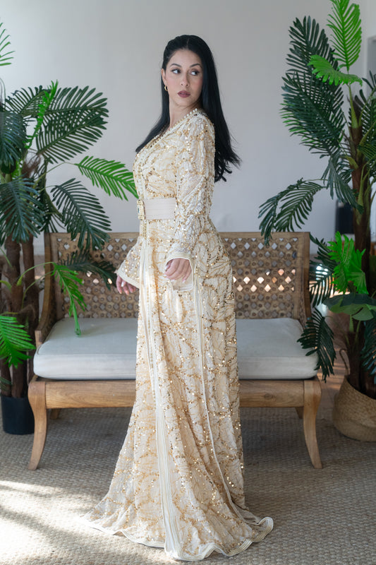 Champagne Gold Sequin Bridal Caftan