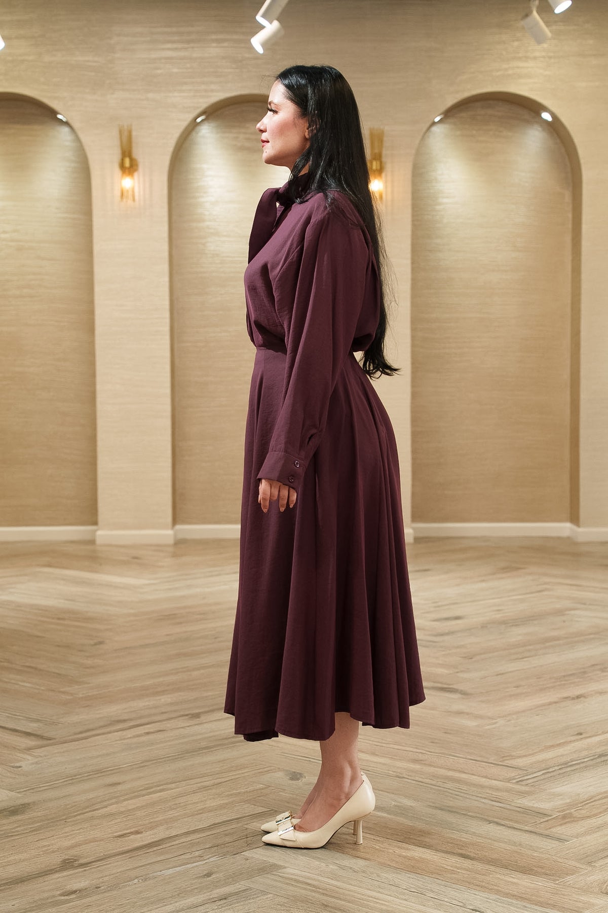 First Angel Bow Blouse &amp; A-Line Midi Skirt 2-Piece Set