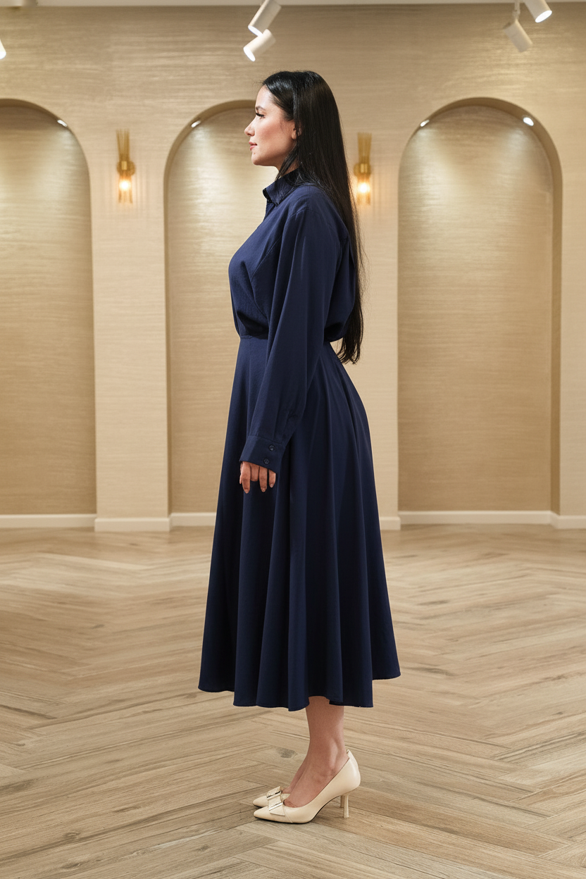 First Angel Bow Blouse &amp; A-Line Midi Skirt 2-Piece Set