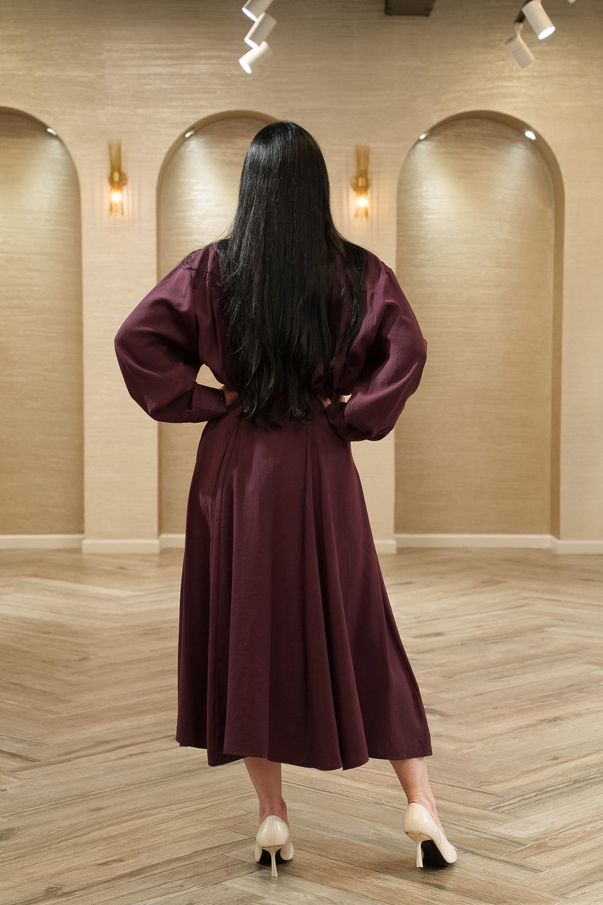 First Angel Bow Blouse &amp; A-Line Midi Skirt 2-Piece Set