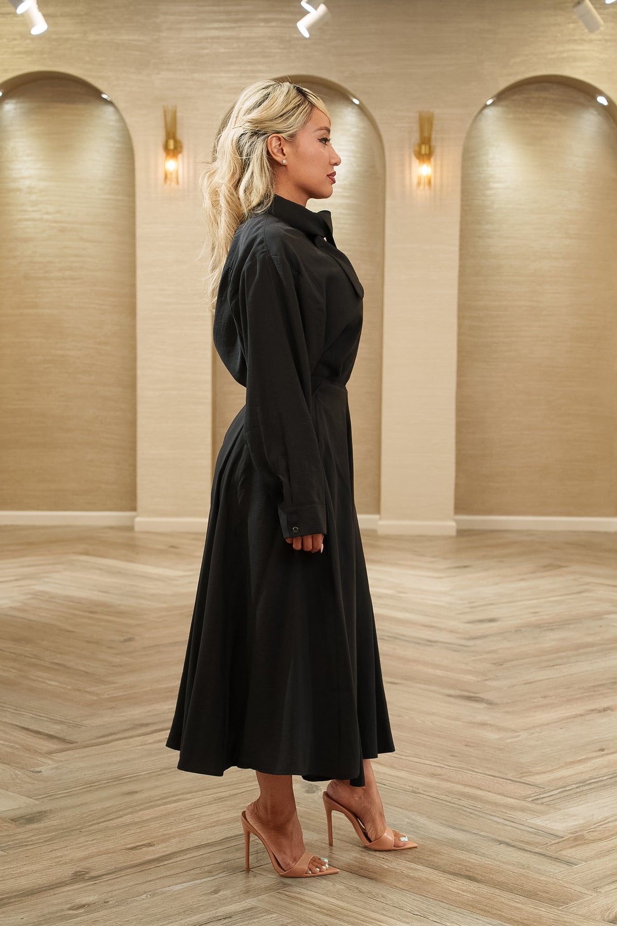 First Angel Bow Blouse &amp; A-Line Midi Skirt 2-Piece Set