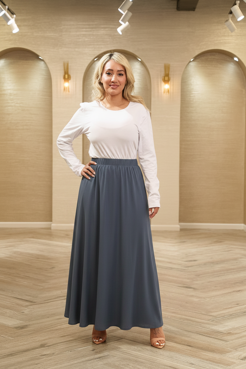 Essential Cotton A-Line Maxi Skirt with Pockets
