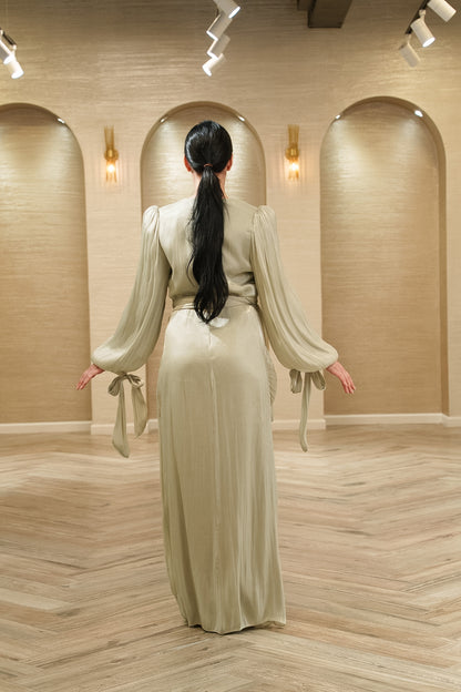 Ophelia Draped Organza Evening Gown with Bateau Neckline