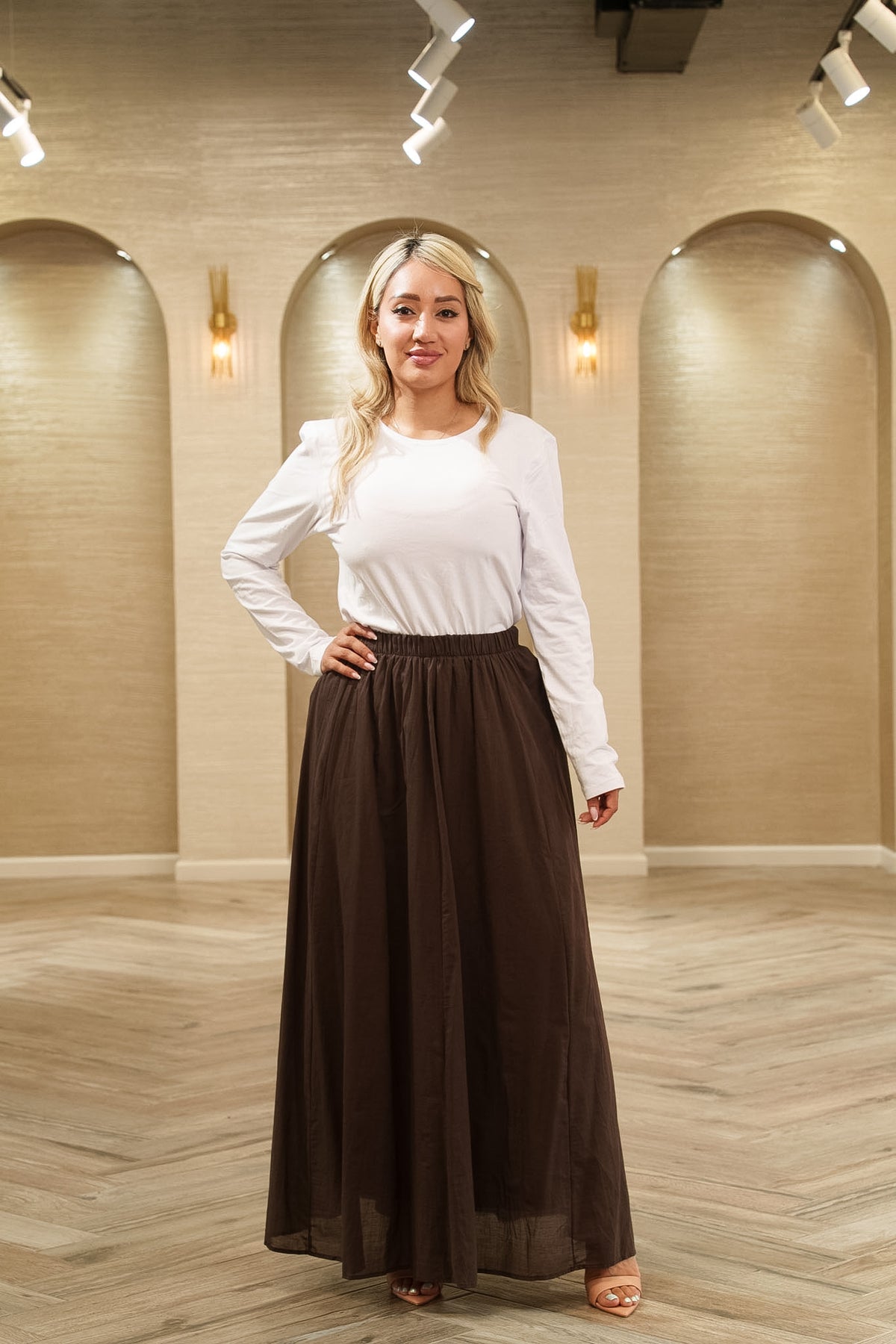Essential Cotton A-Line Maxi Skirt with Pockets
