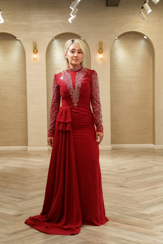 Celeste Radiance Embellished Evening Gown