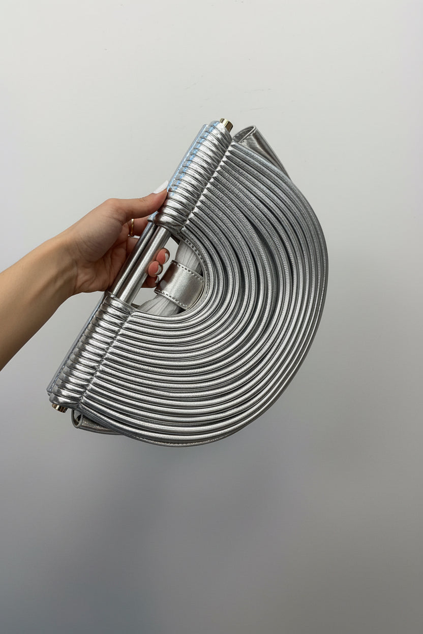 Faux Leather Half-Moon Noodle Bag