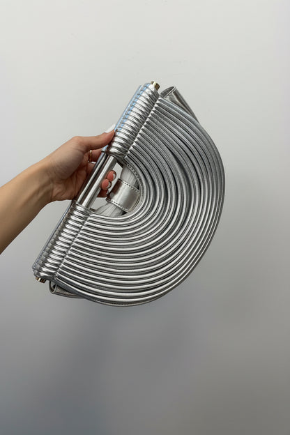 Faux Leather Half-Moon Noodle Bag
