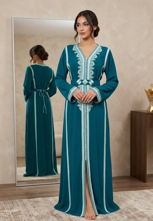 Modern Teal Green Caftan
