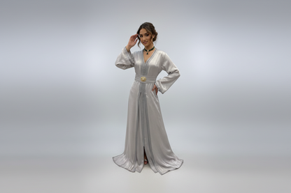 Premium Organza Silver Caftan