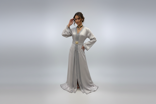 Premium Organza Silver Caftan