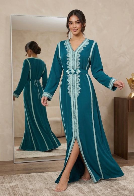 Modern Teal Green Caftan