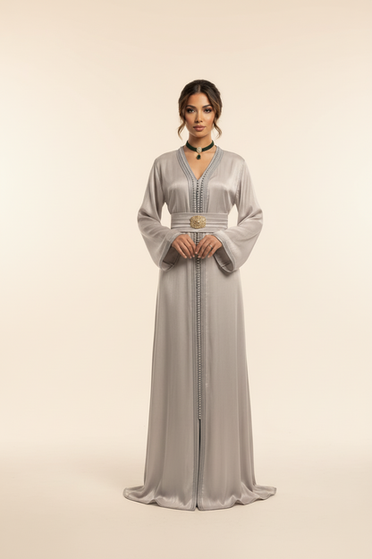 Premium Organza Silver Caftan