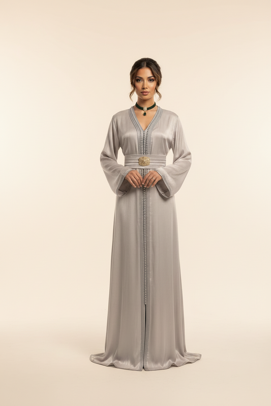 Premium Organza Silver Caftan