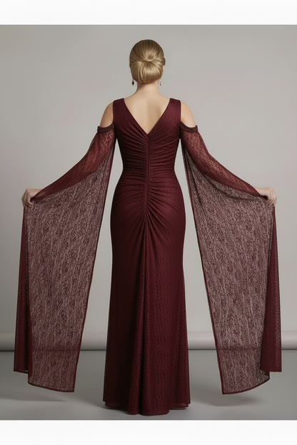 Juliette Burgundy Lace Evening Gown