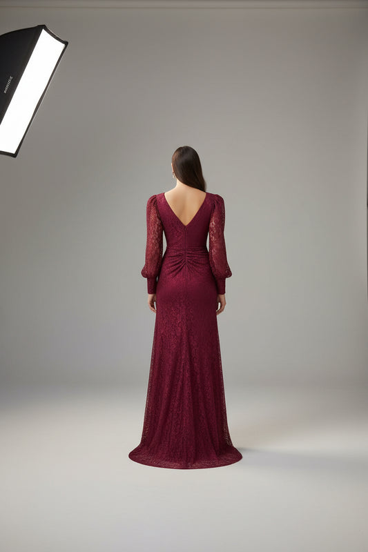 The Celestine Burgundy Gown
