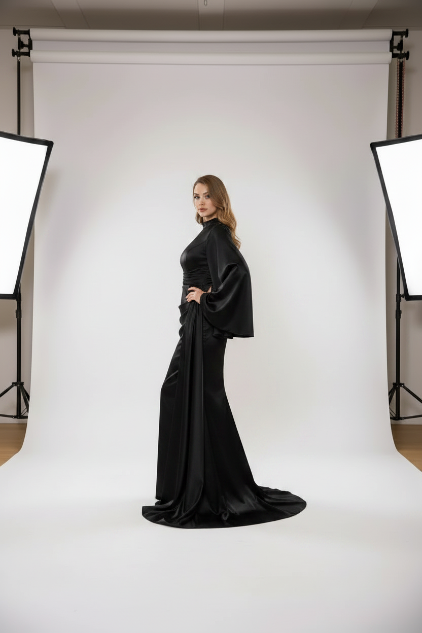 Velora Draped Evening Gown