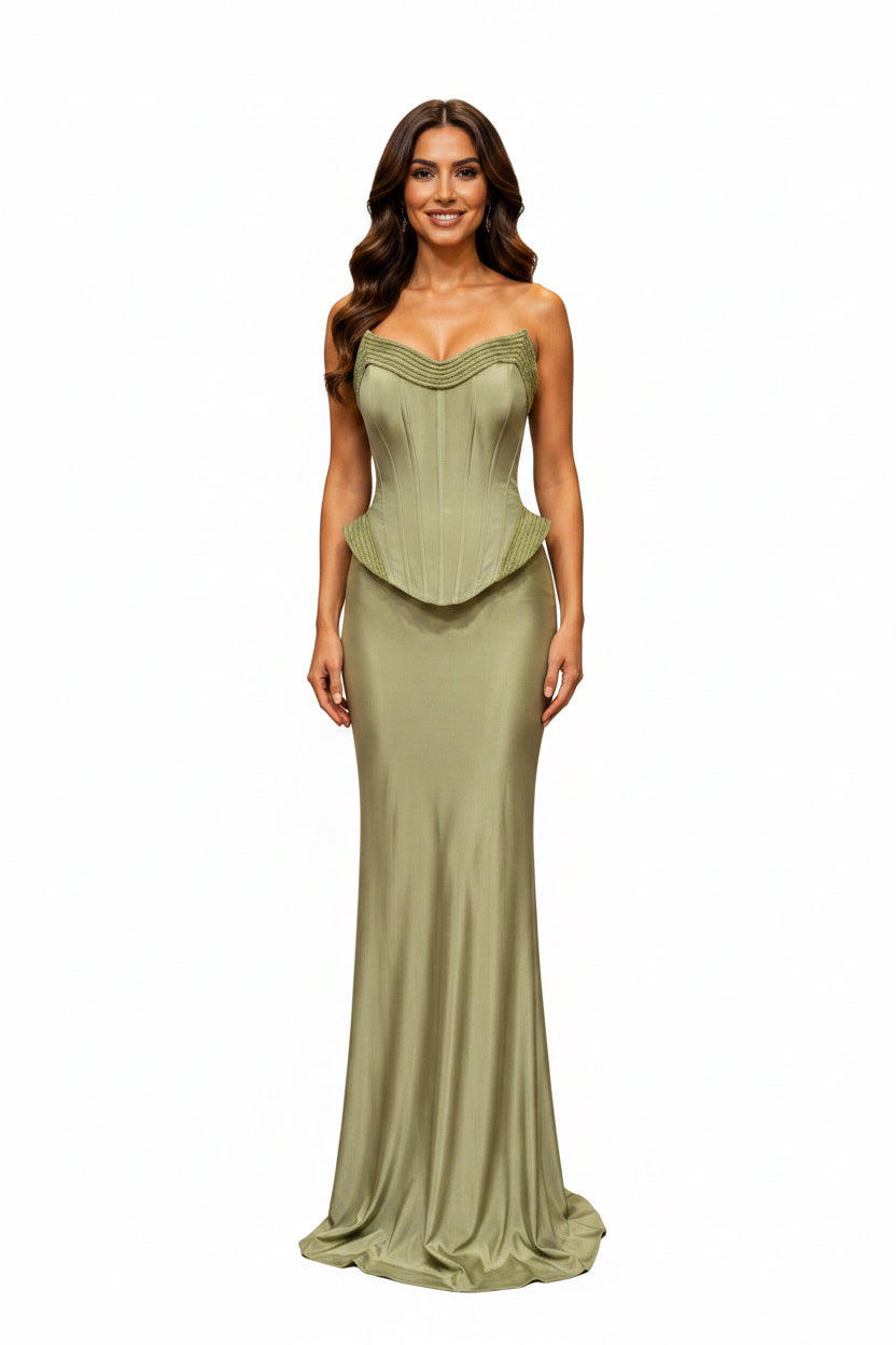 Empress Lime Strapless Corset Mermaid Gown