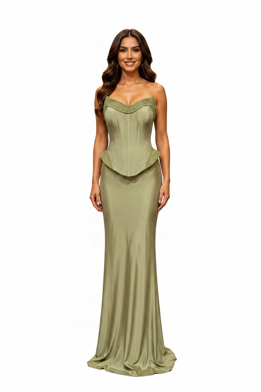 The Empress Bordeaux Lime Gown