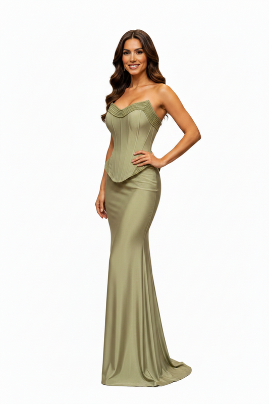 The Empress Bordeaux Lime Gown
