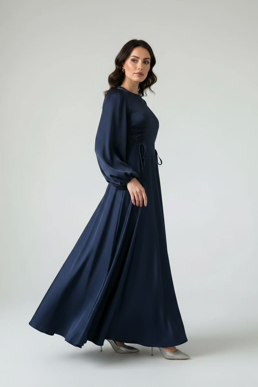 Liora Midnight Blue Satin Dress