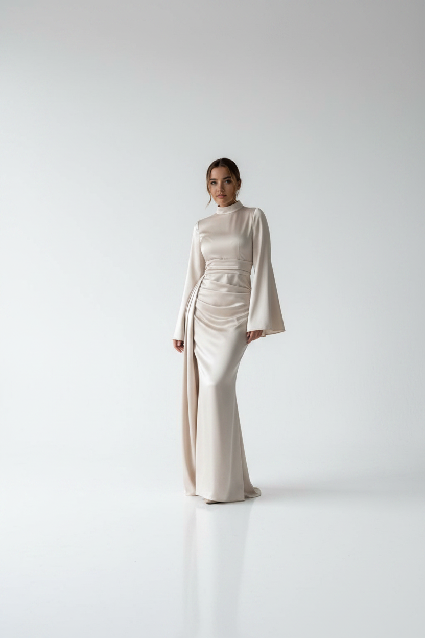 Velora Draped Evening Gown