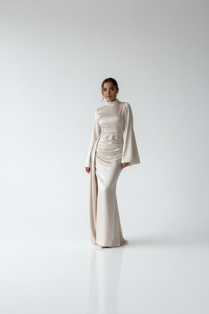 Velora Draped Evening Gown