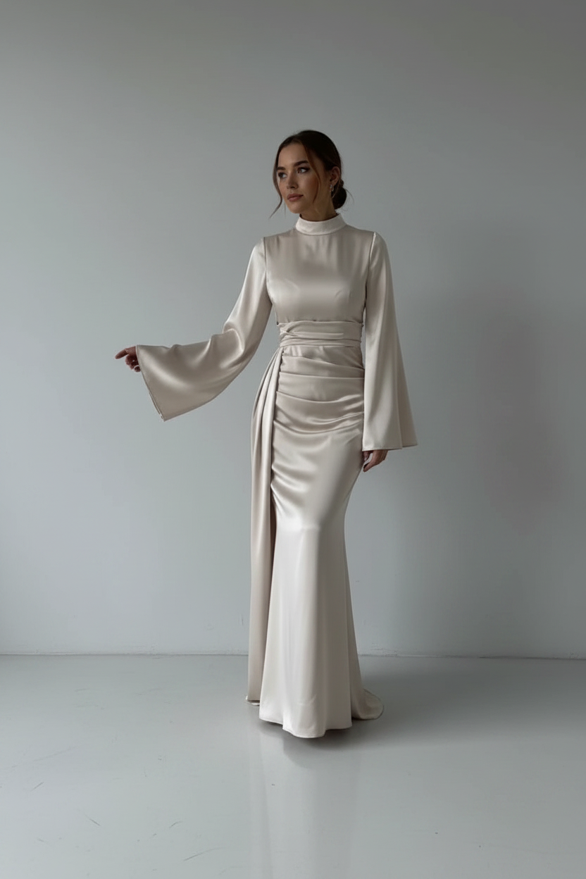 Velora Draped Evening Gown