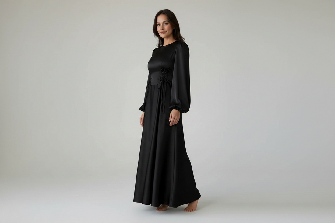 Liora Black Satin Dress