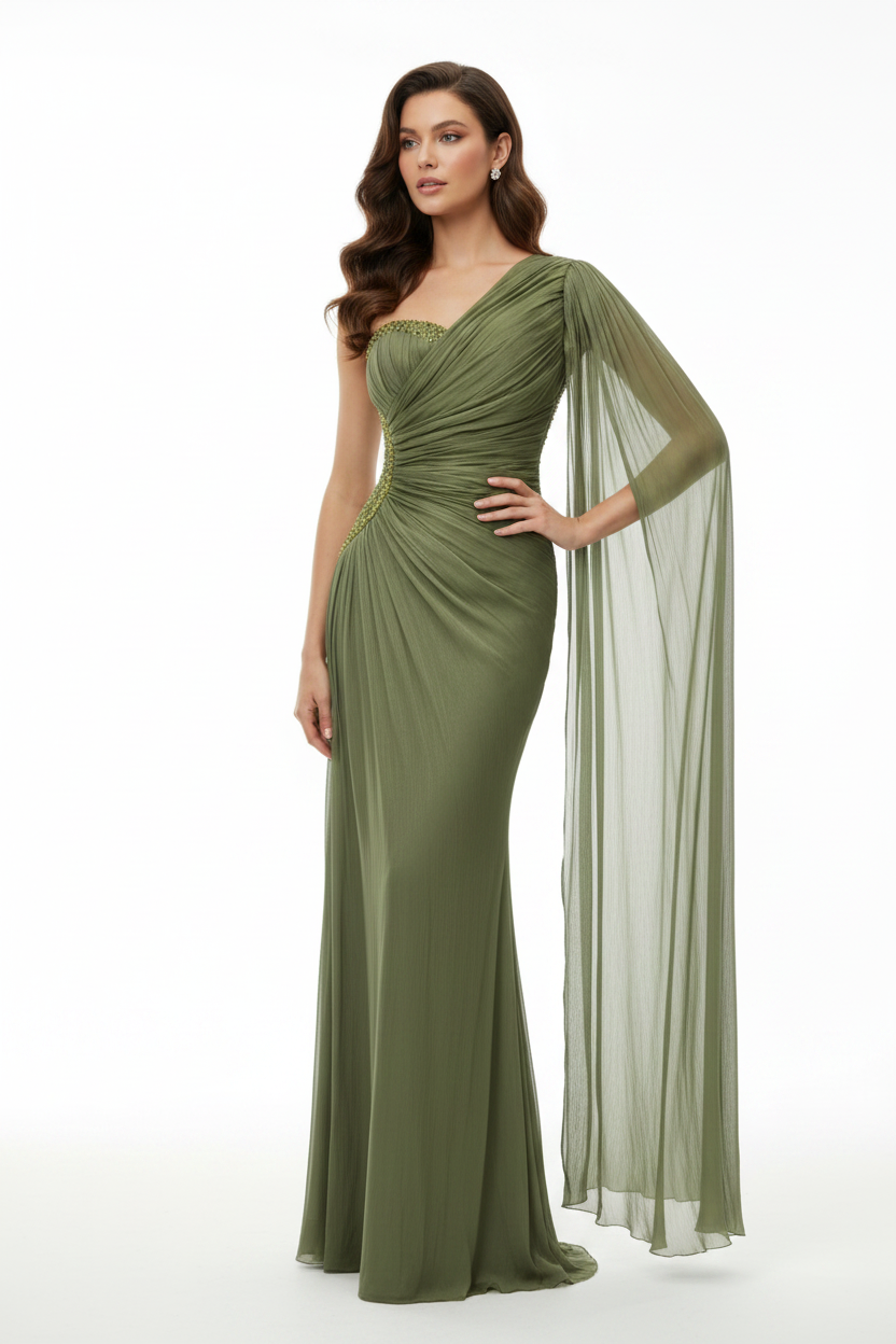 Scarlet Luxe Olive Green Evening Dress