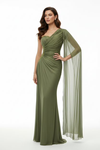 Scarlet Luxe Olive Green Evening Dress