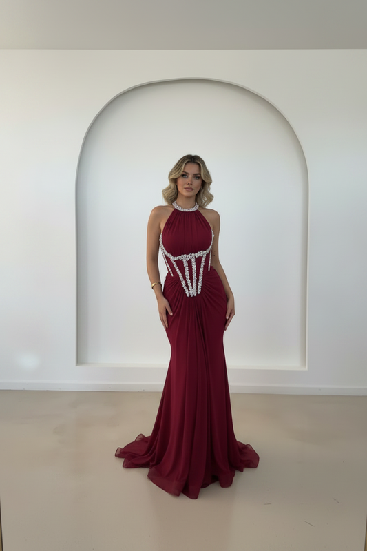 The Valencia Burgundy Evening Gown