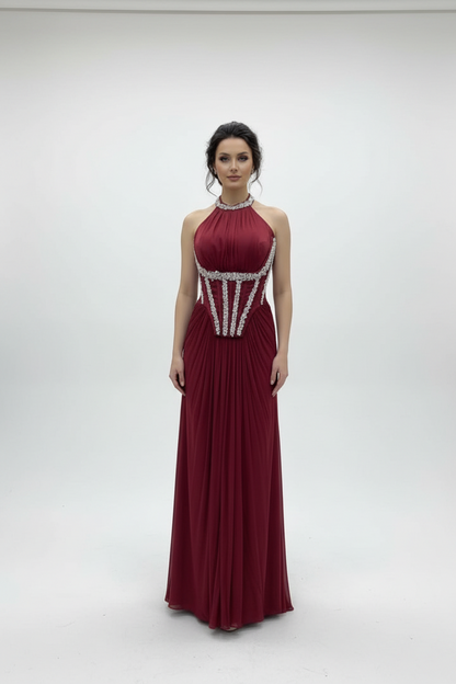 Valencia Burgundy Evening Gown