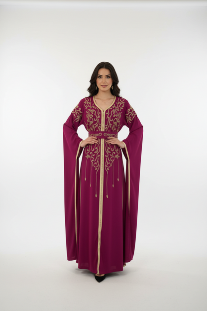 Fuchsia Handcrafted Embroidered Kaftan
