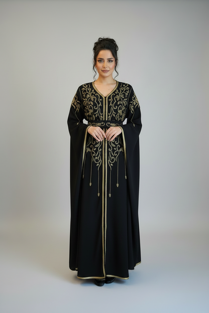 Black Handcrafted Embroidered Kaftan
